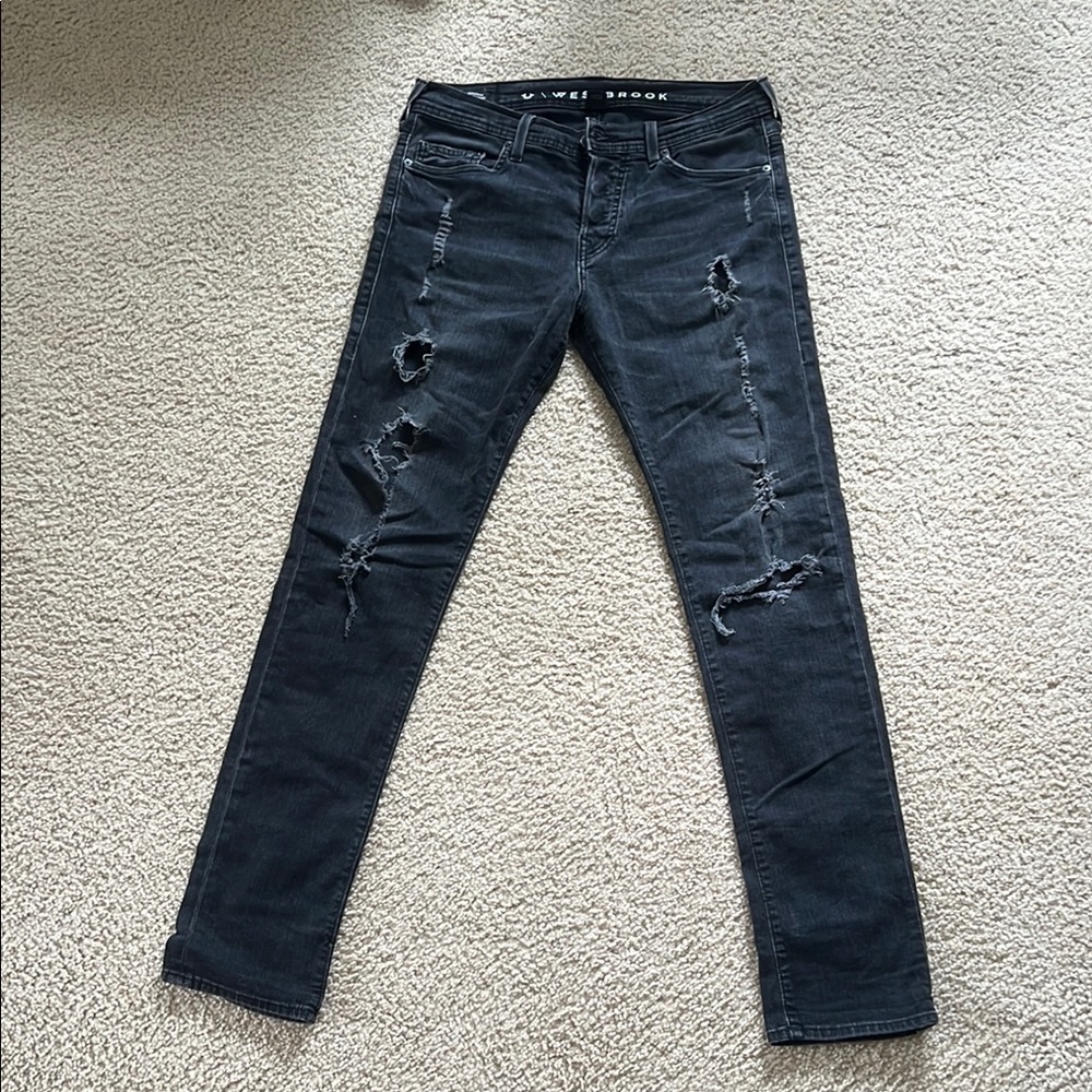 Tru Religion Men’s Distressed Black Jeans